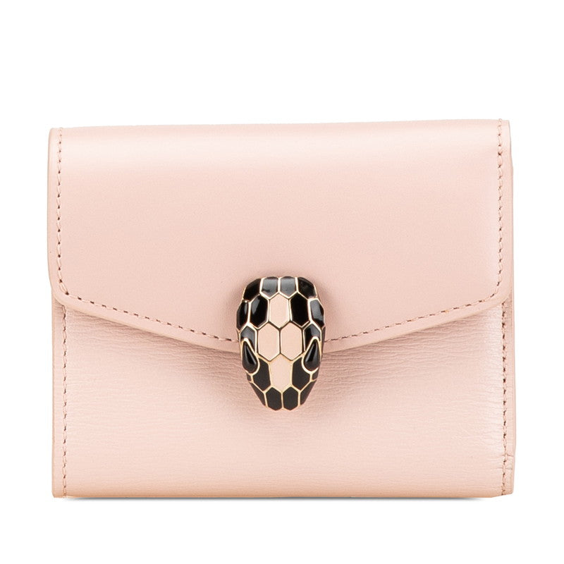 ブルガリ セルペンティ フォーエバー コンパクトウォレット 三つ折り財布 289965 ピンク レザー レディース BVLGARI 【中古】