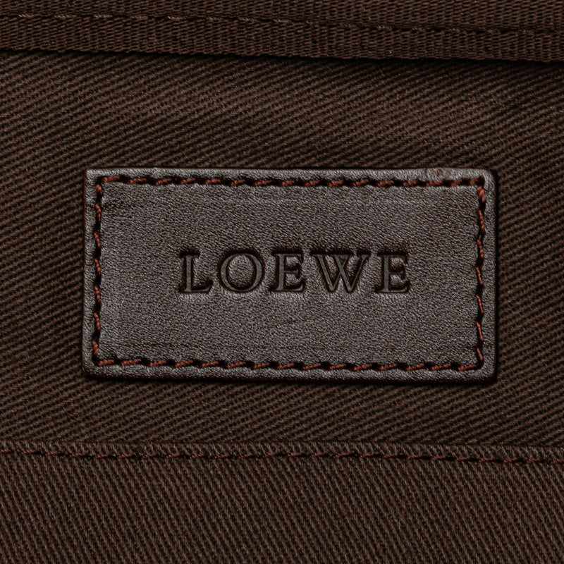 ロエベ アナグラム クラッチバッグ セカンドバッグ ブラック ブラウン PVC レザー レディース LOEWE 【中古】