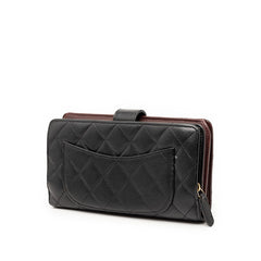 シャネル ココマーク マトラッセ 長財布 ブラック キャビアスキン レディース CHANEL 【中古】