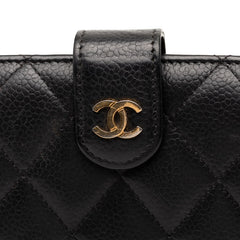 シャネル ココマーク マトラッセ 長財布 ブラック キャビアスキン レディース CHANEL 【中古】