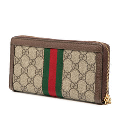 グッチ GGスプリーム オフディア 長財布 ラウンドファスナー 523154 ベージュ ブラウン PVC レザー レディース GUCCI 【中古】