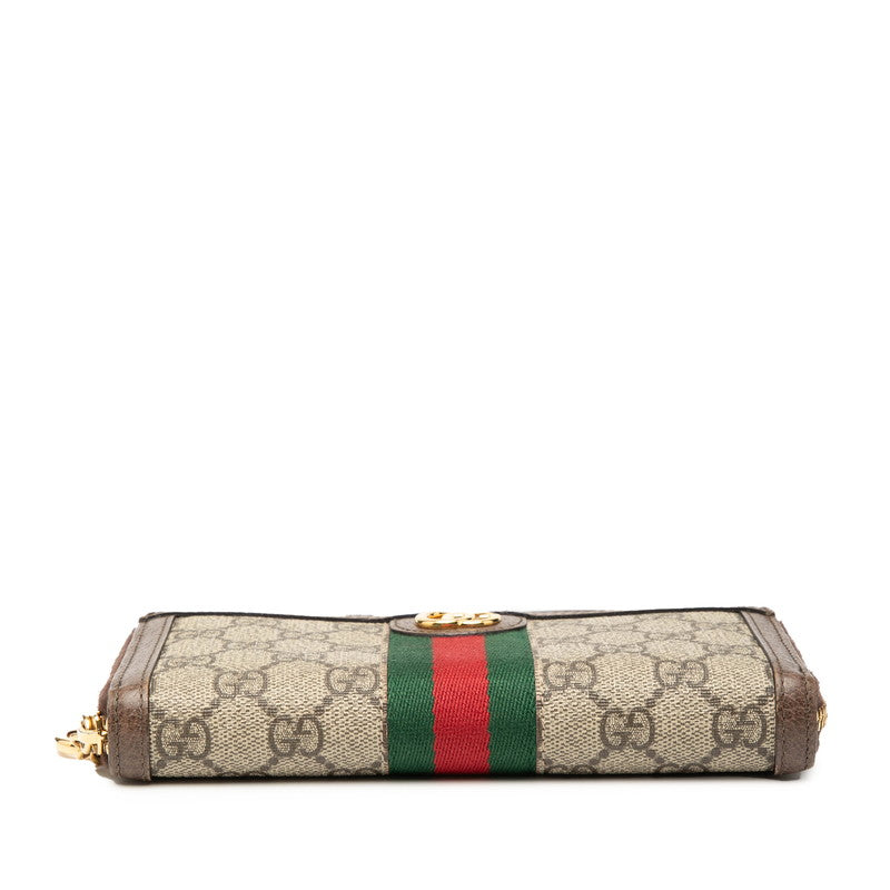 グッチ GGスプリーム オフディア 長財布 ラウンドファスナー 523154 ベージュ ブラウン PVC レザー レディース GUCCI 【中古】