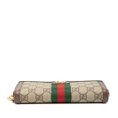 グッチ GGスプリーム オフディア 長財布 ラウンドファスナー 523154 ベージュ ブラウン PVC レザー レディース GUCCI 【中古】