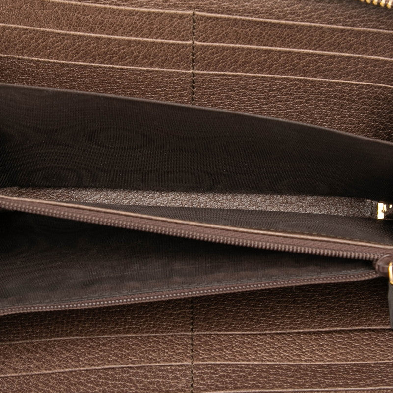 グッチ GGスプリーム オフディア 長財布 ラウンドファスナー 523154 ベージュ ブラウン PVC レザー レディース GUCCI 【中古】