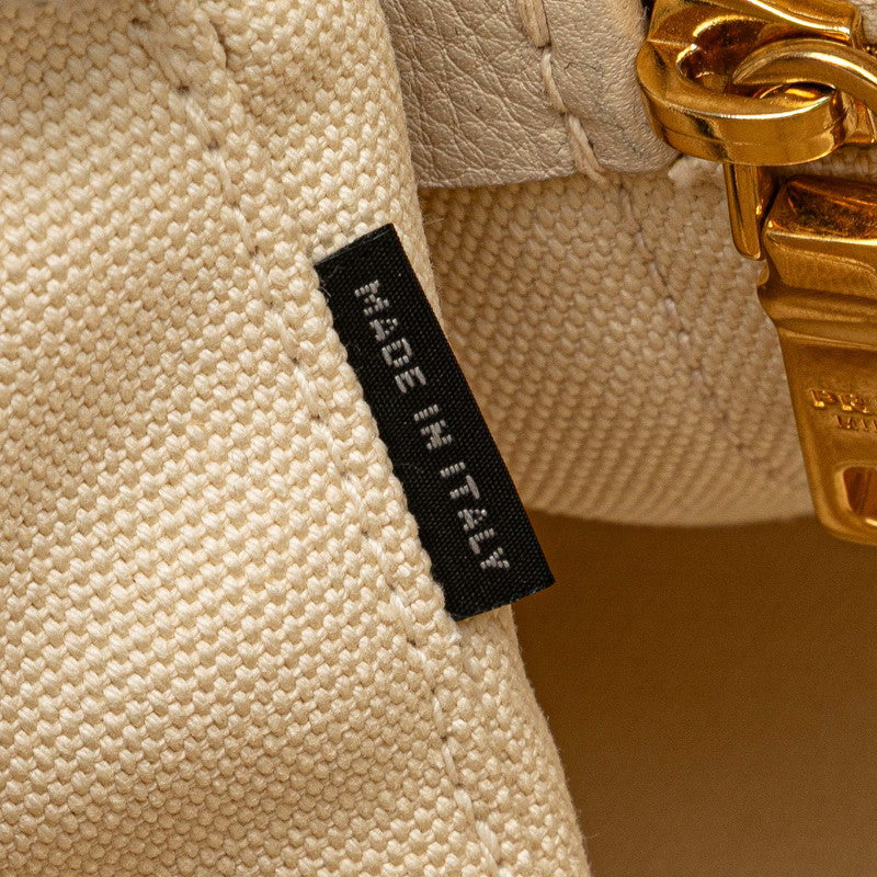 プラダ カナパ M ハンドバッグ トートバッグ BN1877 アイボリー ホワイト キャンバス レディース PRADA 【中古】