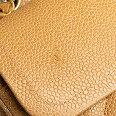 シャネル マトラッセ25 ダブルフラップ ココマーク チェーン ショルダーバッグ ベージュ キャビアスキン レディース CHANEL 【中古】