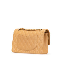 シャネル マトラッセ25 ダブルフラップ ココマーク チェーン ショルダーバッグ ベージュ キャビアスキン レディース CHANEL 【中古】