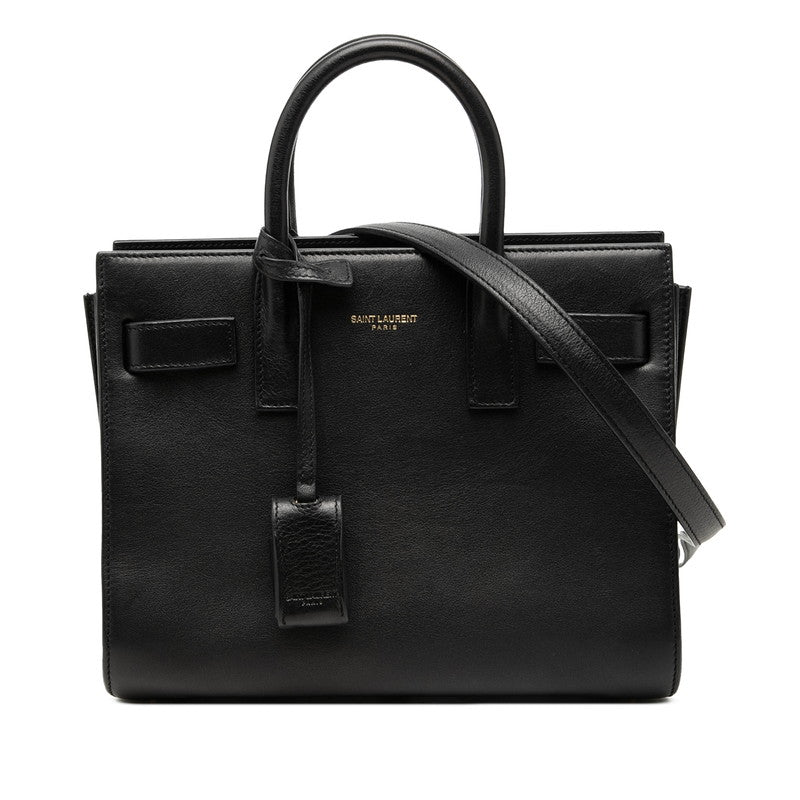 サンローラン サックドジュール ナノ ハンドバッグ ショルダーバッグ 2WAY 340778 ブラック レザー レディース SAINT LAURENT 【中古】