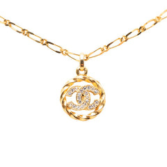 シャネル ココマーク ペンダント ネックレス ゴールド メッキ ラインストーン レディース CHANEL 【中古】