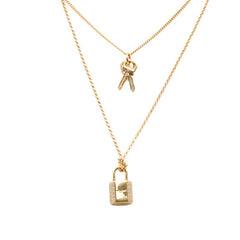 ルイ ヴィトン LV パドロック ネックレス M01593 ゴールド メッキ ラインストーン レディース LOUIS VUITTON 中古