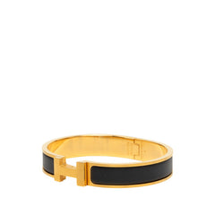 エルメス クリックHH バングル ブレスレット ゴールド ブラック メッキ メンズ HERMES 中古