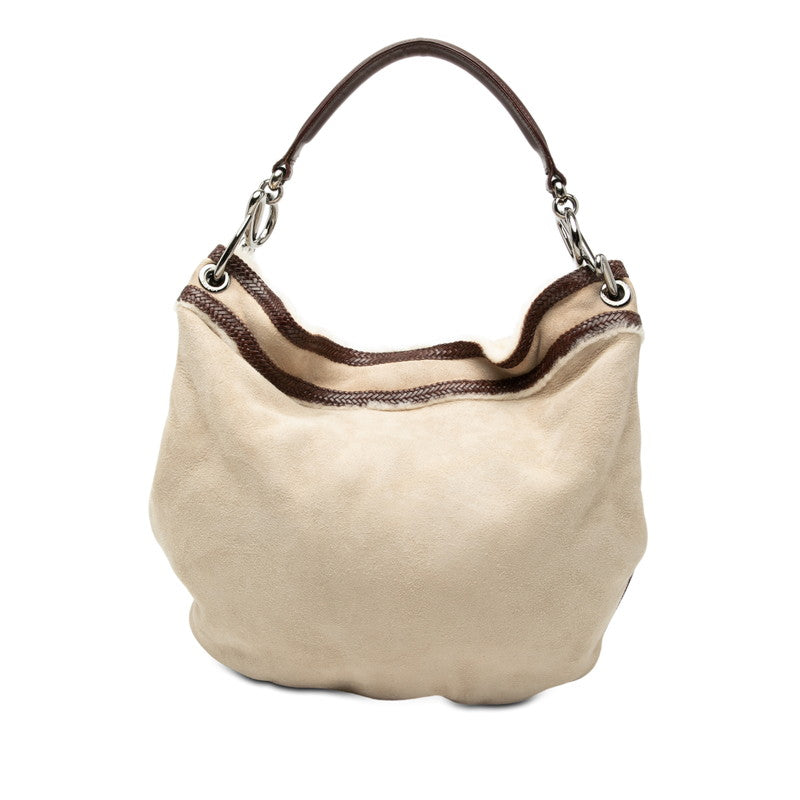 ロエベ ショルダーバッグ ワンショルダー ベージュ ブラウン ムートン レザー ファー レディース LOEWE 【中古】