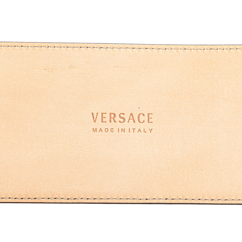 ヴェルサーチェ マキシ ワイドクチュール ベルト 80/32 ブラック ゴールド レザー レディース VERSACE 【中古】