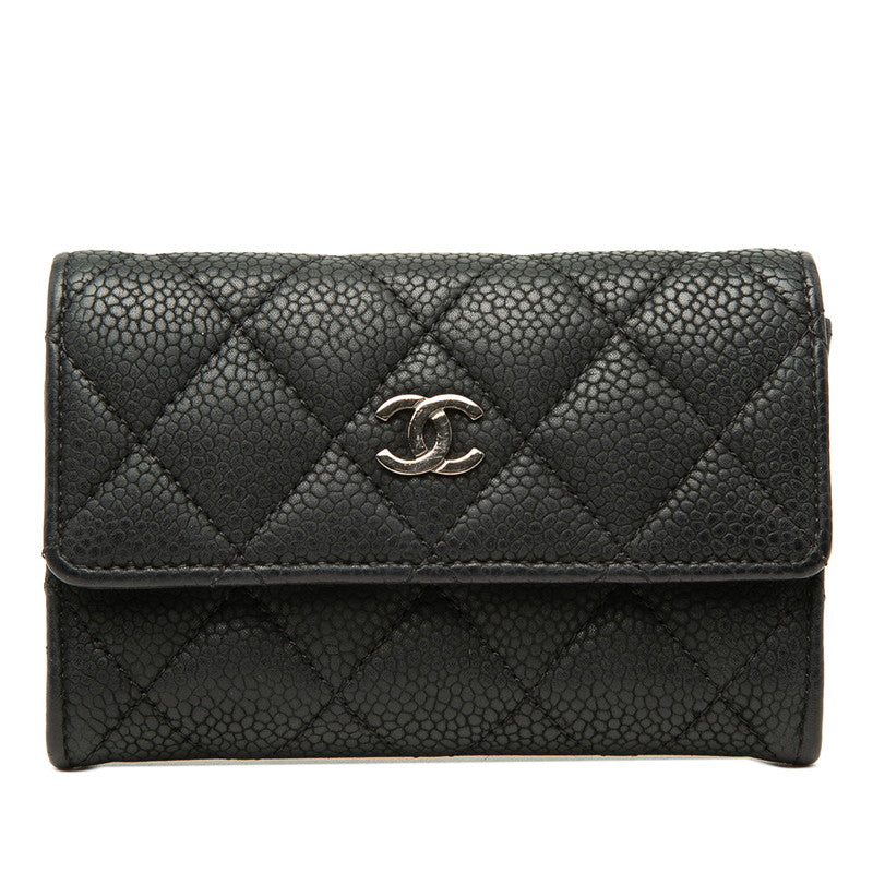 シャネル マトラッセ ココマーク カードケース コインケース 名刺入れ 小銭入れ ブラック キャビアスキン レディース CHANEL 【中古】