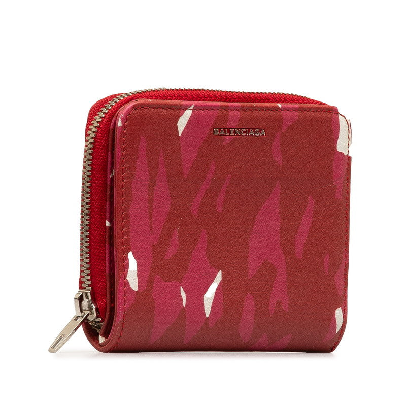バレンシアガ 二つ折り財布 コンパクトウォレット 392125 レッド レザー レディース BALENCIAGA 【中古】