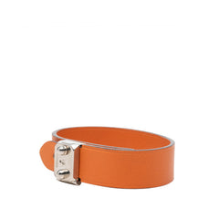 エルメス サック ア デペッシュ ブレスレット オレンジ シルバー金具 レザー メタル レディース HERMES 中古