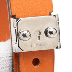 エルメス サック ア デペッシュ ブレスレット オレンジ シルバー金具 レザー メタル レディース HERMES 中古