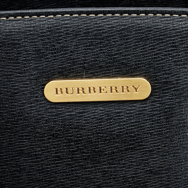 バーバリー ノバチェック シャドーホース ハンドバッグ ブラック レザー レディース BURBERRY 【中古】