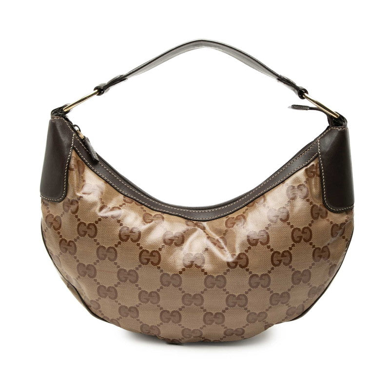 グッチ GGクリスタル ワンショルダーバッグ ハンドバッグ 257297 ベージュ ブラウン PVC レザー レディース GUCCI 中古
