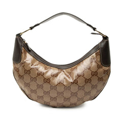 グッチ GGクリスタル ワンショルダーバッグ ハンドバッグ 257297 ベージュ ブラウン PVC レザー レディース GUCCI 中古