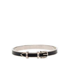 エルメス サンチュール ベルトモチーフ バングル シルバー ブラック メタル レザー レディース HERMES 【中古】