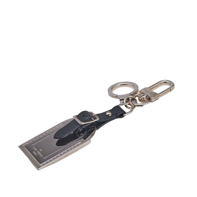 ルイ ヴィトン ラゲージタグ キーホルダー キーリング M67141 シルバー ブラック メタル レザー レディース LOUIS VUITTON 【中古】