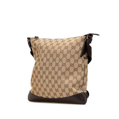 グッチ GGキャンバス 斜め掛け ショルダーバッグ 145857 ベージュ ブラウン キャンバス レザー レディース GUCCI 【中古】