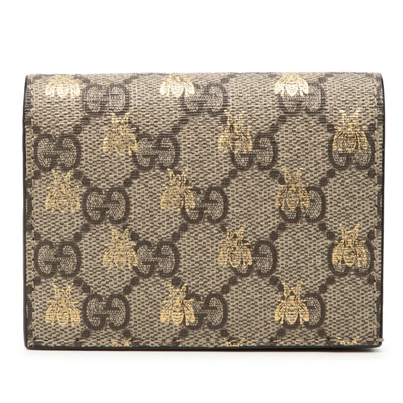 グッチ GGスプリーム ビー 蜂 二つ折り財布 コンパクトウォレット 508757 ベージュ PVC レザー レディース GUCCI 【中古】