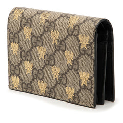 グッチ GGスプリーム ビー 蜂 二つ折り財布 コンパクトウォレット 508757 ベージュ PVC レザー レディース GUCCI 【中古】