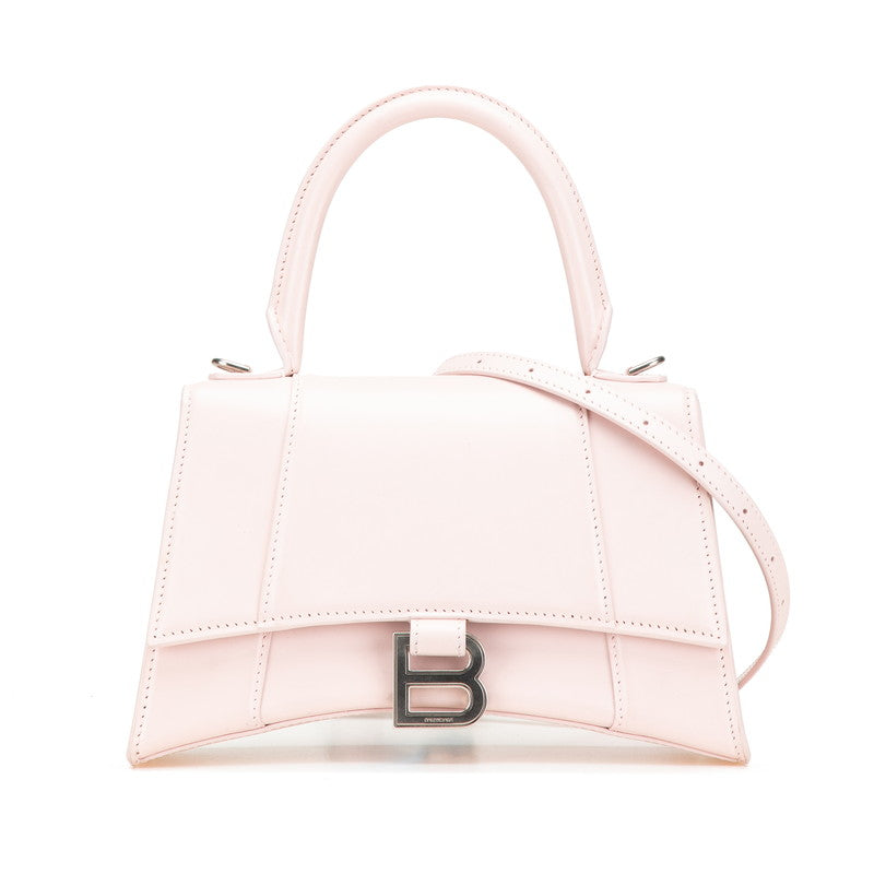 バレンシアガ アワーグラス スモール ハンドバッグ ショルダーバッグ 2WAY 593546 ピンク レザー レディース BALENCIAGA 【中古】