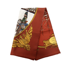 エルメス カレ90 MARINE ET CAVALERIE 海と騎兵隊 スカーフ ブラウン マルチカラー シルク レディース HERMES 【中古】