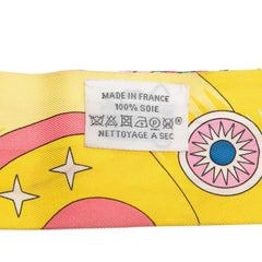 エルメス ツイリー La Source de Pegase ペガサスの源泉 スカーフ ピンク イエロー マルチカラー シルク レディース HERMES 【中古】