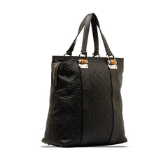 グッチ グッチシマ バンブー トートバッグ ハンドバッグ 355773 ブラック レザー レディース GUCCI 【中古】