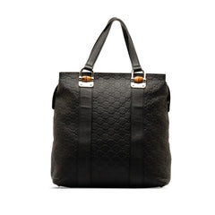 グッチ グッチシマ バンブー トートバッグ ハンドバッグ 355773 ブラック レザー レディース GUCCI 【中古】
