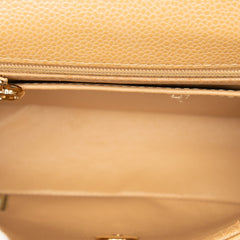 シャネル ミニマトラッセ ココマーク 斜め掛け チェーン ショルダーバッグ ベージュ キャビアスキン レディース CHANEL 【中古】