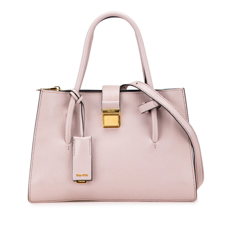 ミュウミュウ ロゴ ショルダーバッグ ハンドバッグ 2WAY ピンク レザー レディース MIUMIU 【中古】