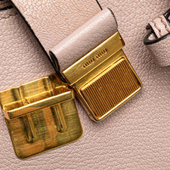 ミュウミュウ ロゴ ショルダーバッグ ハンドバッグ 2WAY ピンク レザー レディース MIUMIU 【中古】