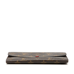 ルイ ヴィトン モノグラム ポルトフォイユ エミリー 長財布 M60136 ブラウン ルージュ PVC レザー レディース LOUIS VUITTON 【中古】