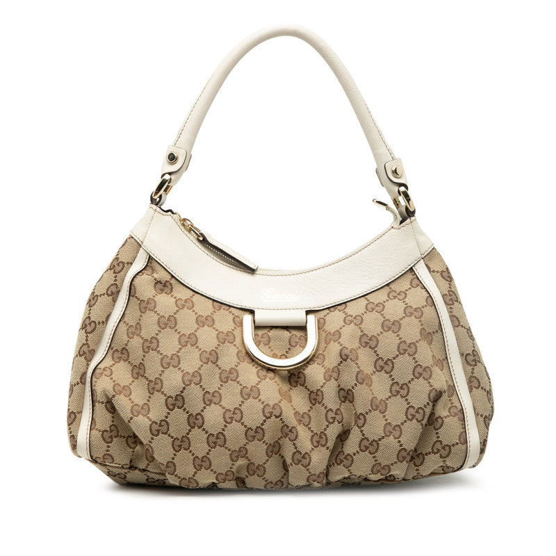 グッチ GGキャンバス アビー ハンドバッグ 190525 ベージュ ホワイト キャンバス レザー レディース GUCCI 【中古】