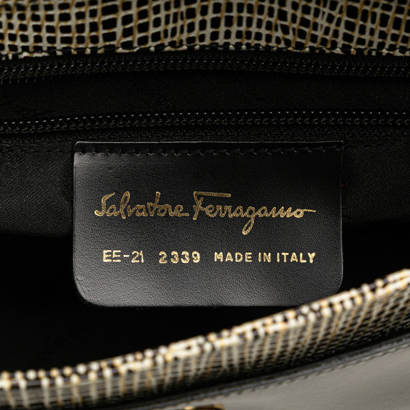 サルヴァトーレフェラガモ ガンチーニ ショルダーバッグ ブラック イエロー レザー レディース Salvatore Ferragamo 【中古】