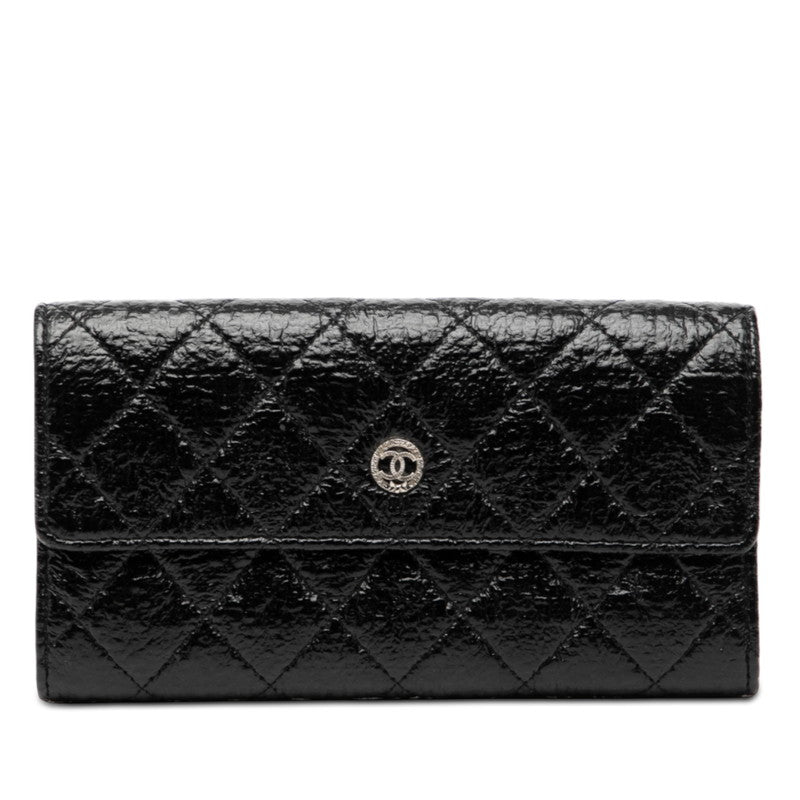 シャネル マトラッセ ココマーク 長財布 ブラック レザー レディース CHANEL 【中古】