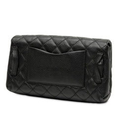 シャネル 2.55 マトラッセ ポーチ クラッチバッグ ブラック キャビアスキン レディース CHANEL 【中古】