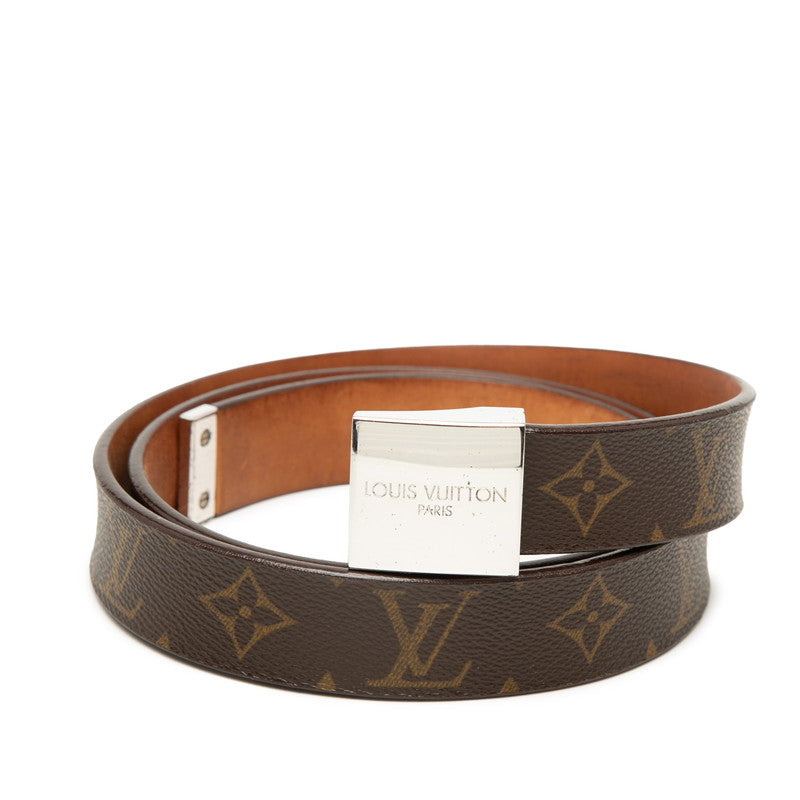 ルイ ヴィトン モノグラム サンチュール キャレ ベルト M6801 ブラウン PVC レザー メンズ LOUIS VUITTON 【中古】