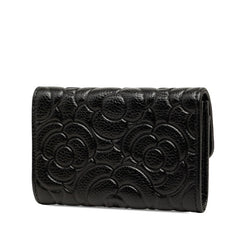 シャネル ココマーク カメリア カードケース 名刺入れ ブラック キャビアスキン レディース CHANEL 中古