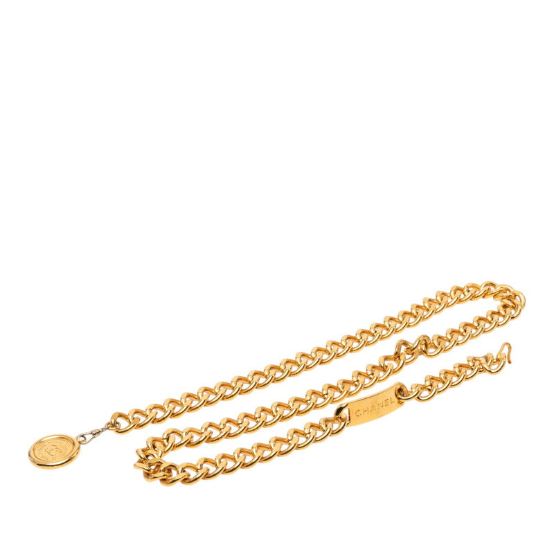 シャネル ココマーク 31 RUE CAMBON ル カンボン ロゴプレート チェーンベルト ゴールド メッキ レディース CHANEL 【中古】