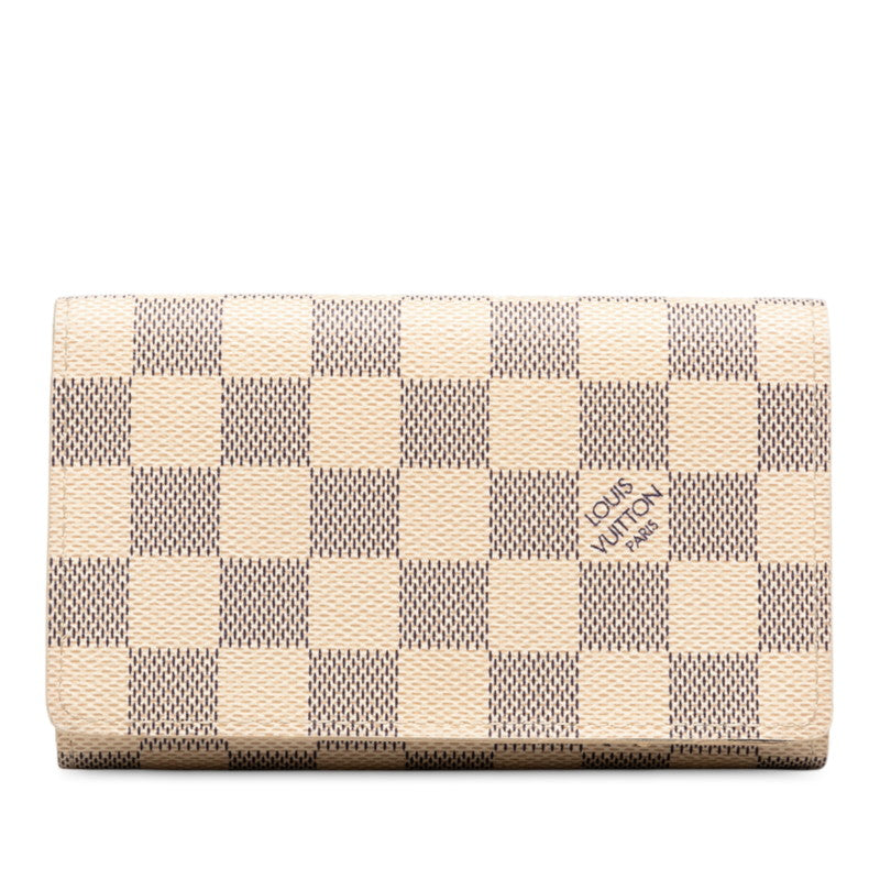 ルイ ヴィトン ダミエ アズール ポルトフォイユ トレゾール 二つ折り財布 N61744 ホワイト PVC レディース LOUIS VUITTON 【中古】