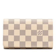 ルイ ヴィトン ダミエ アズール ポルトフォイユ トレゾール 二つ折り財布 N61744 ホワイト PVC レディース LOUIS VUITTON 【中古】