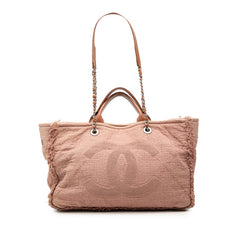 シャネル ココマーク トートバッグ チェーン ショルダーバッグ A57180 ピンク キャンバス レザー レディース CHANEL 中古