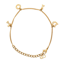 ディオール ロゴ ブレスレット ゴールド ラインストーン メッキ GP レディース Dior 【中古】