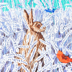 エルメス カレ90 Lapins Dans un Champ うさぎと麦畑 スカーフ 大判スカーフ グリーン系 シルク レディース HERMES 中古